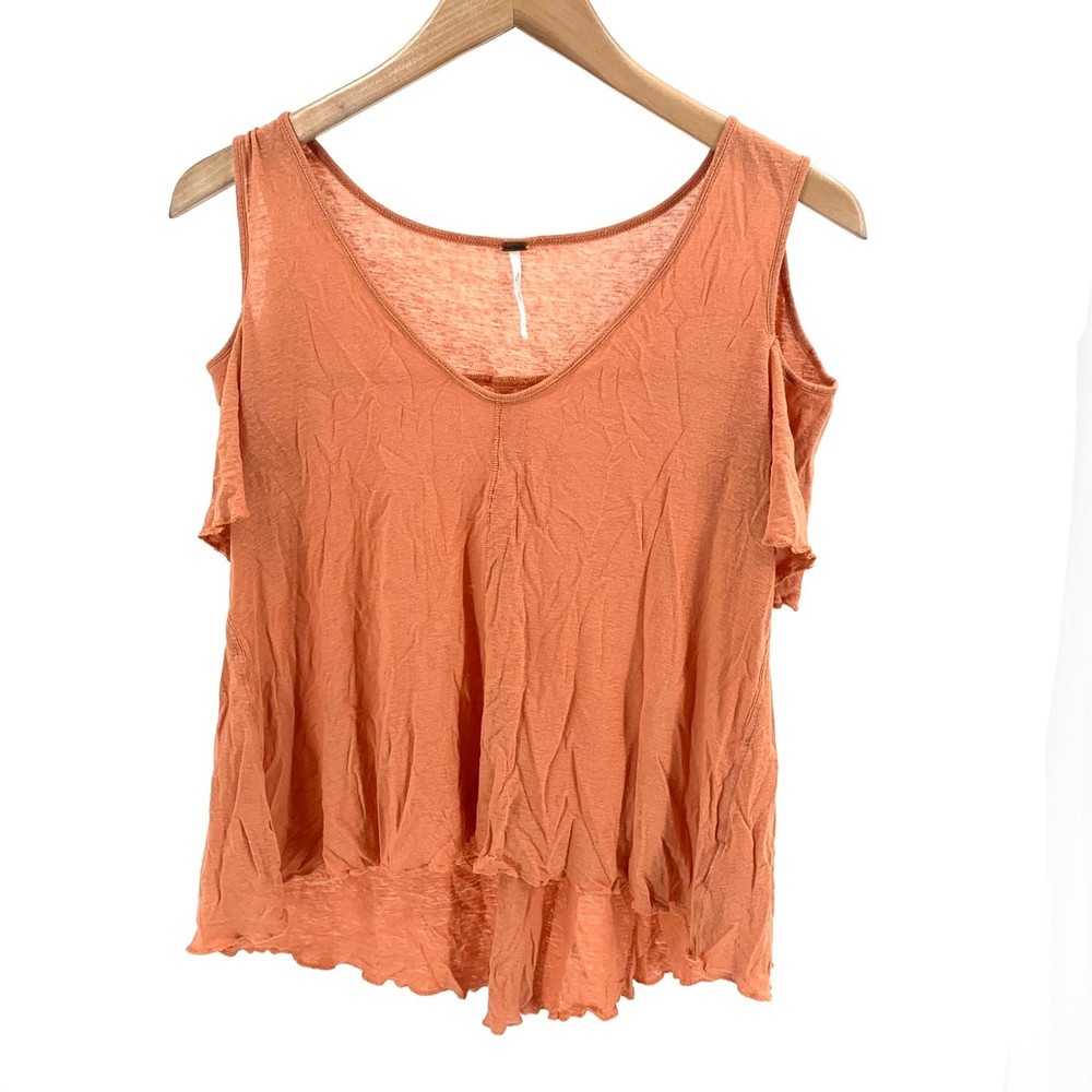 Free People orange cold shoulder short sleeve top small